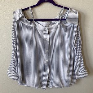 Forever 21 off the shoulder striped button up top